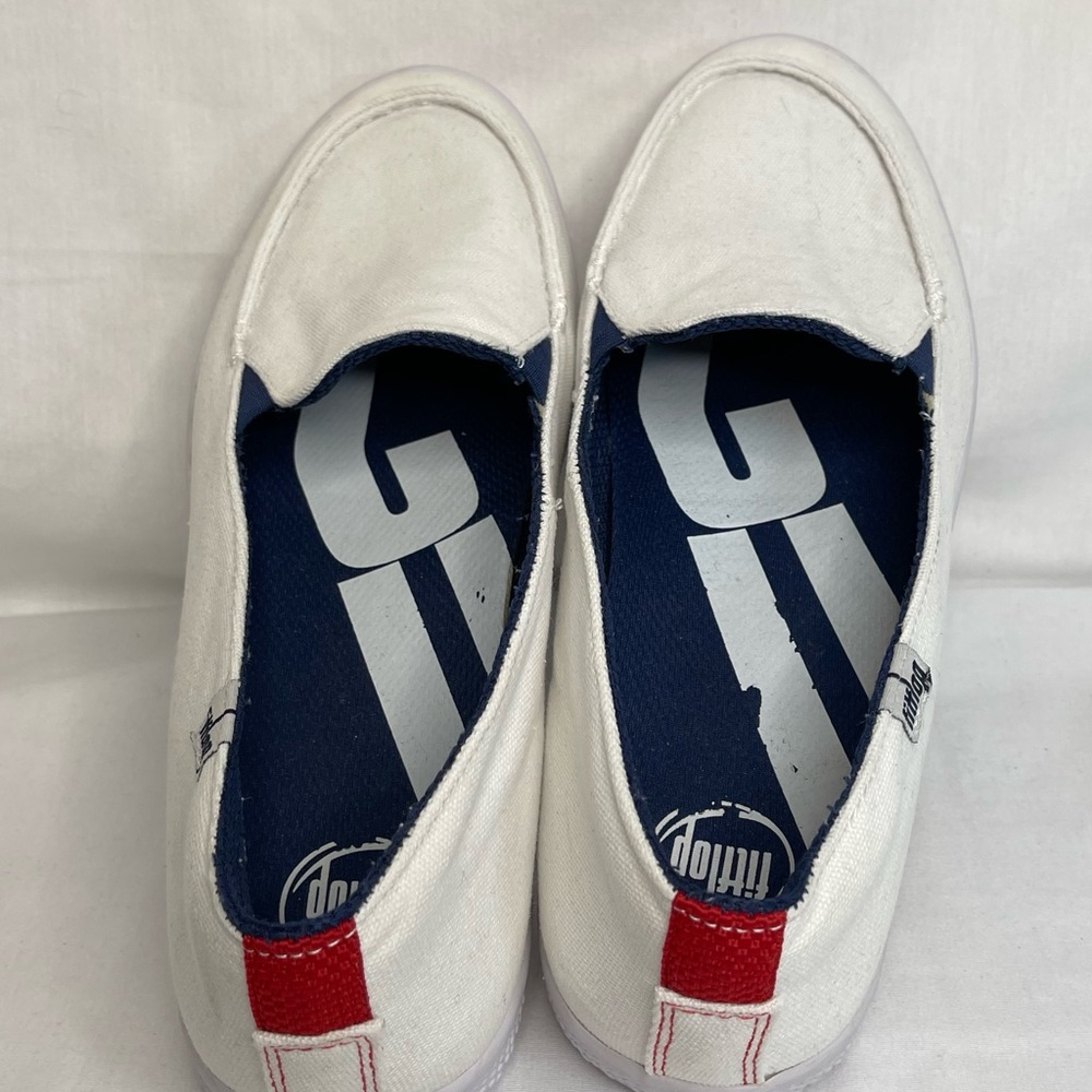 Fitflop Slip-on White Canvas Sneakers women’s size 11 - Picture 3 of 16